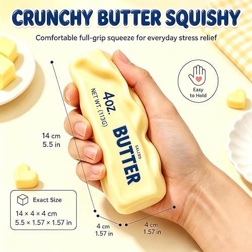 Crunchy Butter Squishy, Slow Rising Squishy Toys ASMR Squishy Crunchy | Crunchy Squishies Shaped Sensory crunchy butter, Pink Anxiety Relief Fidget Toys, Portable Desk Gifts Teens & Adults thumbnail 2
