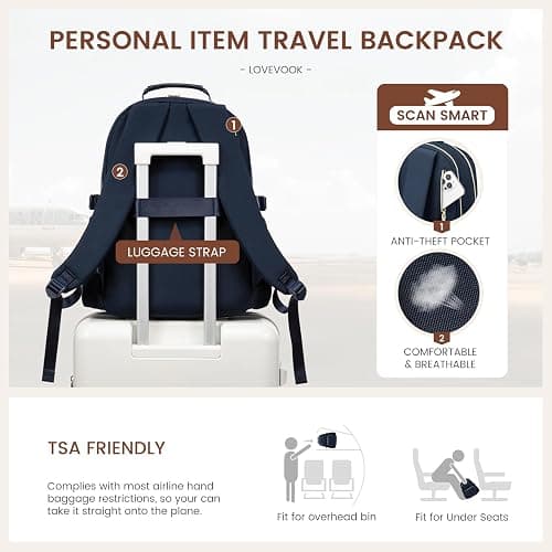 LOVEVOOK Laptop Backpack for Women with Pouch Pocket for Large Capacity Cup,15.6 Inch Laptop Computer Bag Travel Backpack Purse,Waterproof Work Business Backpack College Teacher Bags,Dark Blue thumbnail 6