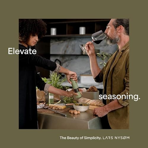 Almond Beige LARS NYSØM Salt and Pepper Grinder Set Manual, Stainless Steel Salt and Pepper Mills with Adjustable Ceramic Grinder I Design Spice Shakers (Almond Beige) thumbnail 3