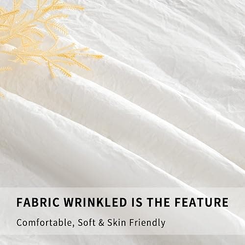 Bonlino Home Bedding Bedspread Set Quilt - Farmhouse Bedspread Summer Coverlet Bed Spreads, Lightweight Quilt Chic Vintage Bedding Ruffle Skirt Bedroom Rustic with 2 Pillow Shams (Queen, White) thumbnail 3