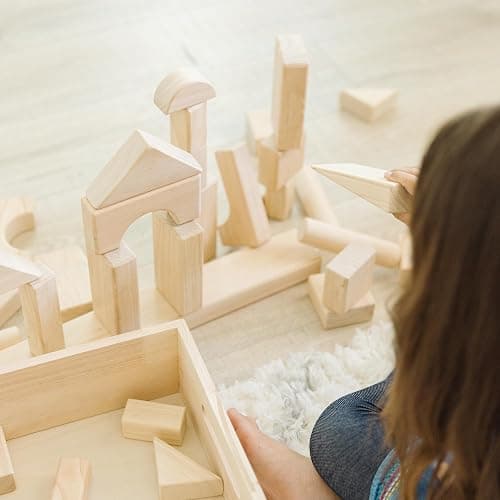 Melissa & Doug Standard Unit Solid-Wood Building Blocks With Wooden Storage Tray (60 pcs) thumbnail 2