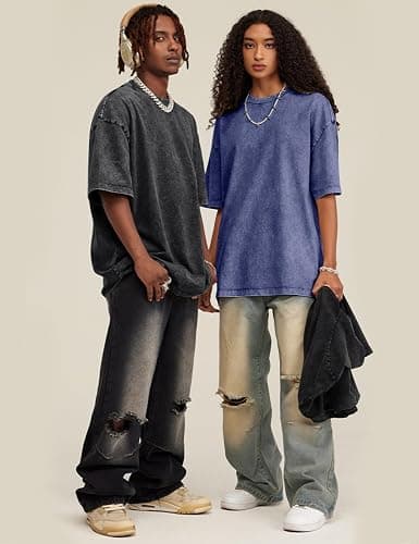 Arssm 3 Pack Men Oversized T Shirts Vintage Tee Loose Fit Short Sleeve Casual Streetwear Baggy Washed Unisex Tops thumbnail 4