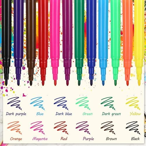 Watersay 144 Pcs Mini Markers Bulk, 3.4 Inch Colored Markers,12 Colors | Portable 3.4" Short Pen for Travel Office, Vibrant Watercolor Ink, Ideal for Adult School Art Projects, Multicolor Assorted thumbnail 3