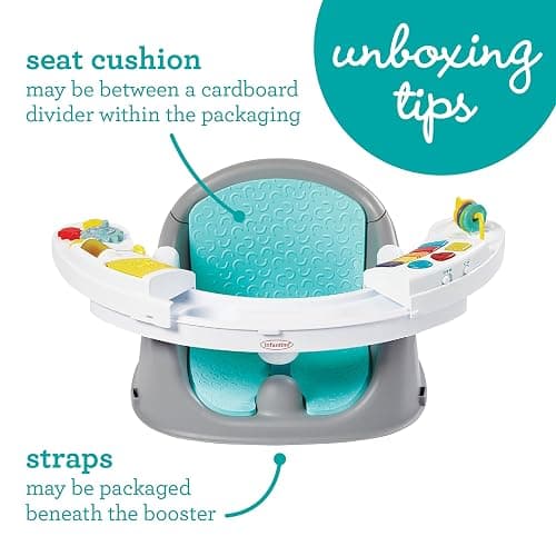 Infantino Music & Lights 3-in-1 Discovery Seat & Booster, Toddler Booster Seat for Dining Table or Kitchen Chair, Baby Activity Center & Snack Tray, Teal thumbnail 5