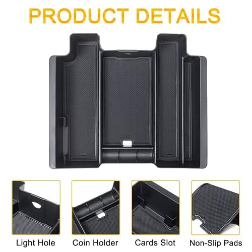 PIMCAR Full Size Center Console Organizer for 2019-2022 Chevy Silverado/GMC Sierra 1500 & 2020-2023 Silverado/Sierra 2500 HD 3500 HD Accessories-Full Console w/Bucket Seats ONLY thumbnail 4
