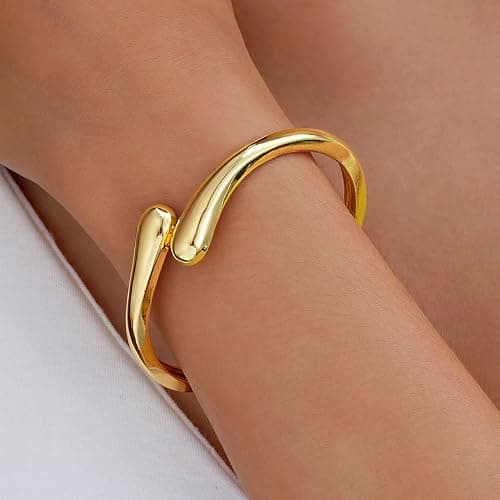 MTINEAPS Gold Bangle Bracelets for Women Teens Trendy Chunky Adjustable Twist Cuff Bracelet Jewelry Gifts thumbnail 3