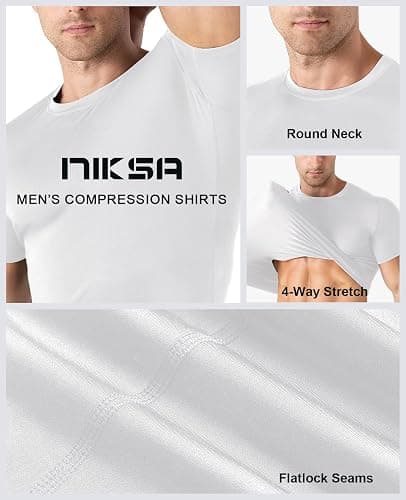 Niksa Men's Compression Shirts 1/2/4 Pack, Workout Gym Shirt Short Sleeve, Moisture Wicking Active Fit Base Layer T-Shirt thumbnail 3
