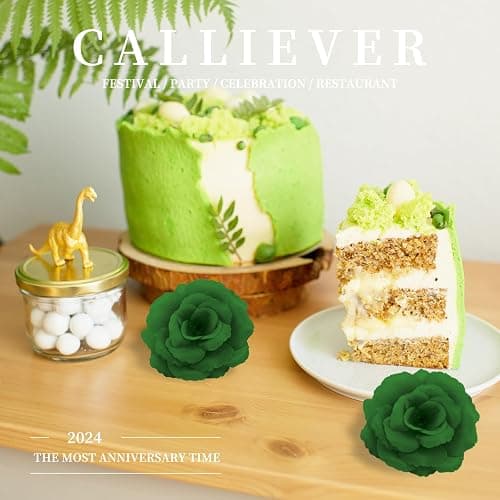 Eternal Blossom 50 Pcs Dark Green Roses Flowers, Artificial Flower with Stem, Rose Bouquet for Decoration, 3 in Silk Fake Flower for Wedding Party Home Decor DIY Baby Shower thumbnail 6