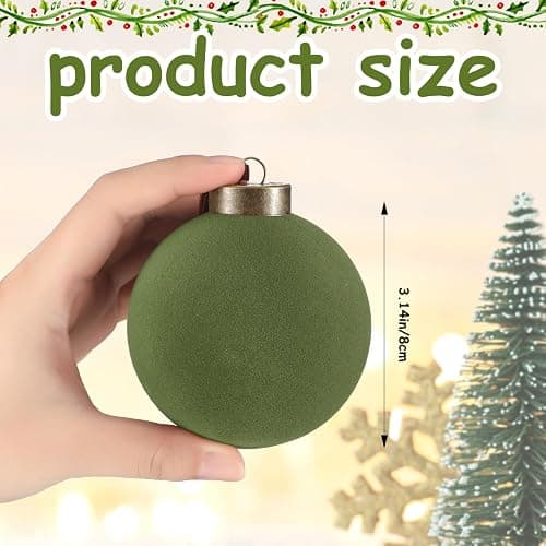 Liliful 15 Pcs Velvet Christmas Balls Bulk Flocked Christmas Tree Ball Ornaments Plastic Xmas Decorative Hanging Ornaments(Green,3.15 Inch) thumbnail 2