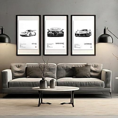 YHNDECO 6 Stück Auto Poster, 20 x 30 cm Wandposter, Sportwagen Poster, Ohne Rahmen, Wanddekoration für Schlafzimmer Büro thumbnail 5