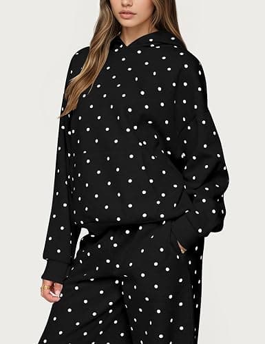 HOCANDY Polka Dot Hoodie and Sweatpants Set for Women thumbnail 4