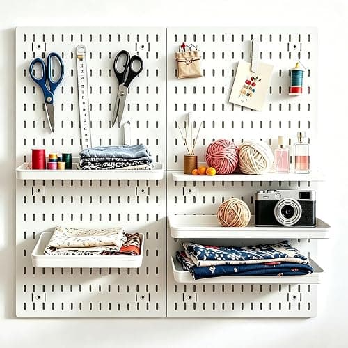 PSLER 22"×22" White Pegboard Kit with 17 Accessories, Garage Office Storage | Pegboard,Complete Hooks Accessories Kit, Multi-scene Organizer, Wall Mount Space Saving,Fits All Wall Surfaces - Image 1
