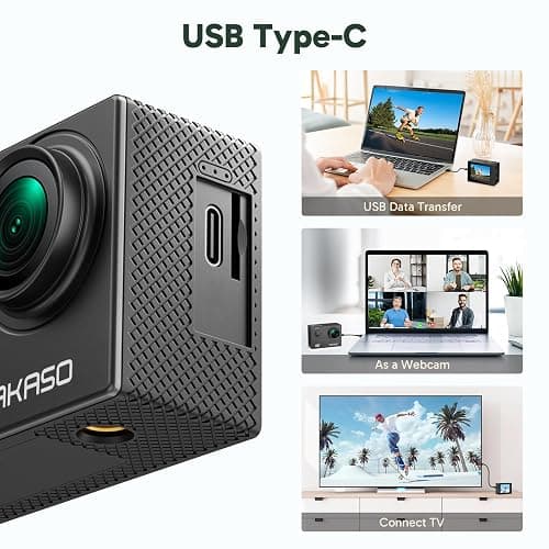 AKASO EK7000 4K30FPS 20MP WiFi Action Camera with EIS Ultra HD 131FT Waterproof Underwater Camera Remote Control 4X Zoom Support External Microphone Black thumbnail 10