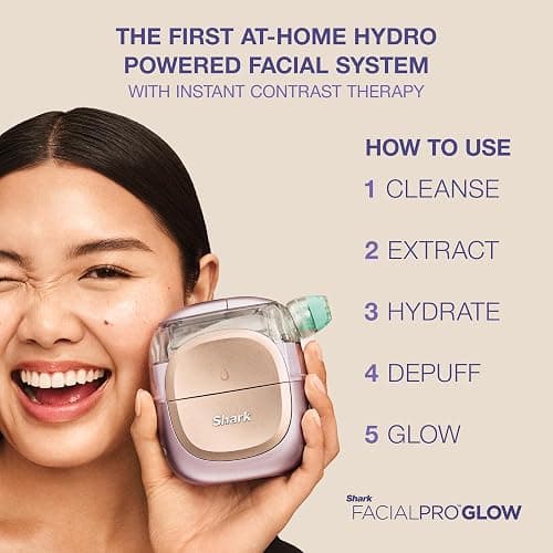 Shark FacialPro Glow at-Home Hydro-Powered Facial System with DePuffi Hot & Cold Therapy – Professional Spa Skincare Device for Pore Cleansing, Hydration, & Radiant Glow, Lilac, FH320PL thumbnail 2