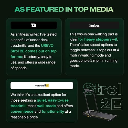 UREVO Strol 2E Smart 2-in-1 Folding Treadmill, Compact Walking Pad with Safety Handle, Plug and Play, Standing Desk Treadmill with Dual LED Display, Smart APP, Walking or Running for Home Office thumbnail 4