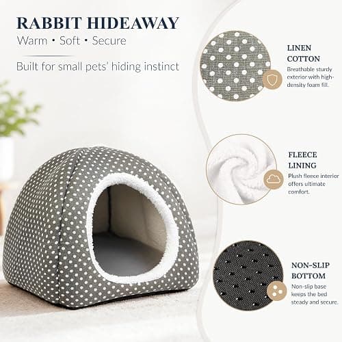 Tierecare Rabbit Hideout Large Bunny Bed Washable Rabbit House | Fleece Hiding Hut for Indoor Bunnies Guinea Pigs, Small Animal Hideaway thumbnail 4