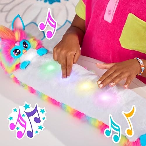 FURBY DJ Interactive Toy, Super Snuggly Rainbow Electronic Plush with Music, Lights, Motion, & Games, Speaks English & Furbish, 32in Long, Ages 6+ thumbnail 8