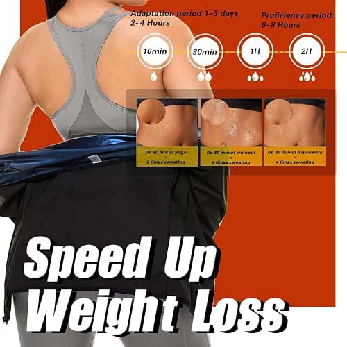 REMEBSWEAT Sauna Suit Shirt For Women Weight Loss Waist Trainer Sweat Vest Workout Fajas Long Sleeve - Blue - XX-Large thumbnail 4
