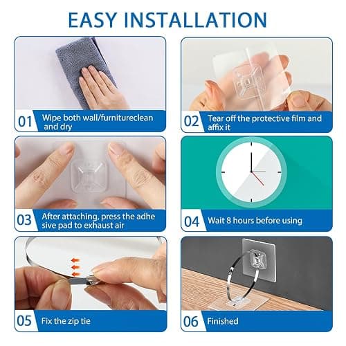 Adhesive Furniture Wall Anchors (10 Pairs 20 Packs), Vinkqiado Anti Tip Furniture Safety Straps for Baby Proofing, Secure Bookcase Dresser Shelf Cabinet to Wall for Child thumbnail 7