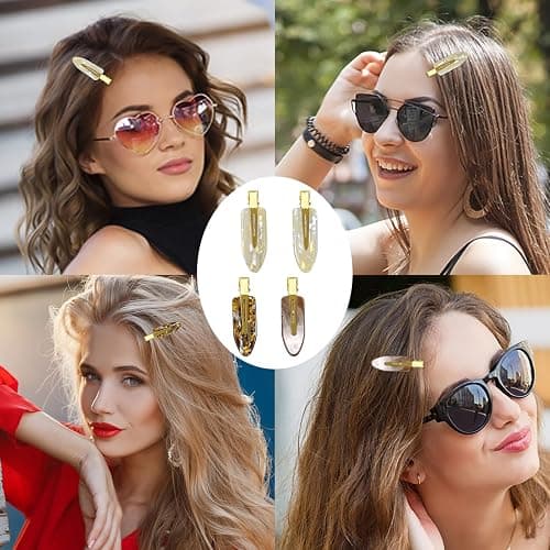 A AIKOOL 8 PCS No Bend No Crease Hair Clips- Creaseless Flat Hair Clips for Women with Golden Handle -Makeup Seamless Styling Hairpin, Colorful Small Makeup Clips for Bangs, Curls & Updos (Brown) thumbnail 2
