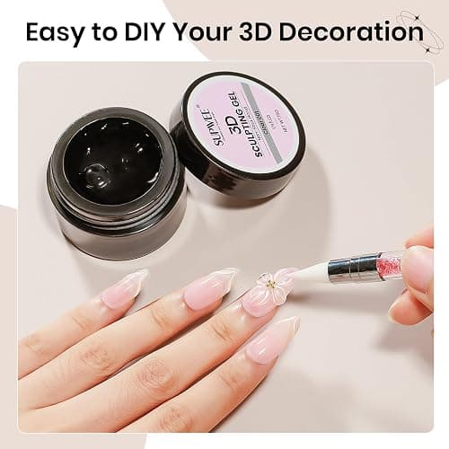 SUPWEE 3D Gel for Nail Art, Clear Sculpting Solid Hard Gel for Nails Non-Sticky for Carving Building Extension with Nail Art Pen Home DIY Manicure thumbnail 8