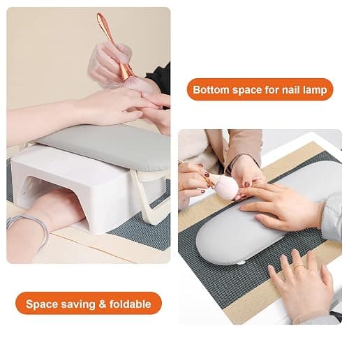 Diesisa Nail Arm Rest, Foldable PU Leather Nail Hand Rest For Nails Tech with Table Mat, Soft Hand Rest for Acrylic Nails/Nail Hand Pillow for Manicure Salon Use thumbnail 3