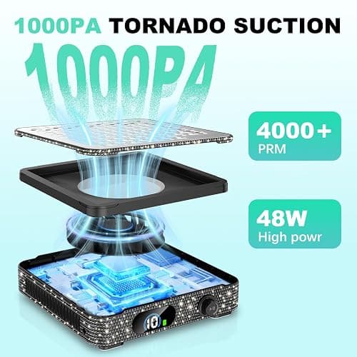 Nail Dust Collector | 1000PA Nail Dust Collector Quiet | 10 Speed Levels | Low Noise & Strong Suction | Reusable Filter, 10 Pads + Nail Dust Brush | for Acrylic Nails, Salon & Home - Black Diamond thumbnail 3