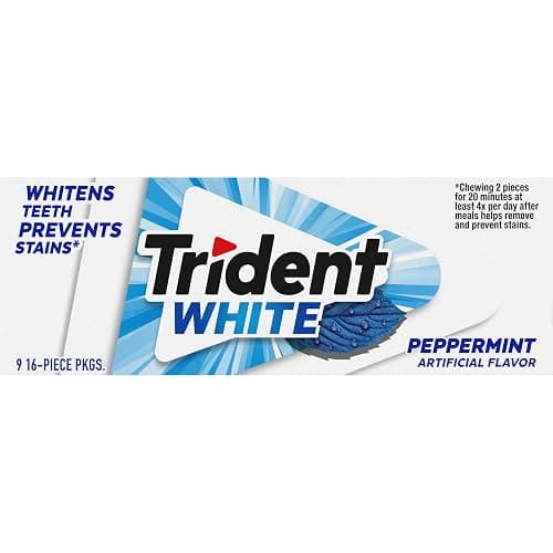 Trident White Peppermint Sugar-Free Chewing Gum, 9 Packs of 16 Pieces (144 Total Pieces) - Peppermint - 16 Count (Pack of 9) thumbnail 14