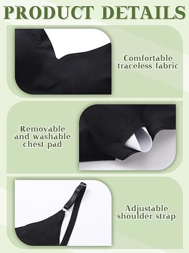 Bencailor 6 Pcs V Neck Bralettes Padded Seamless Bra for Women Wireless Cami Sports with Adjustable Straps thumbnail 4