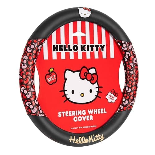 Hello Kitty Steering Wheel Cover, Official Sanrio Car Steering Wheel Cover with Universal Size 14.5-15.5, Cute Black for Women, Hello Kitty Car Accessories (Hello Kitty Bows) - Image 1