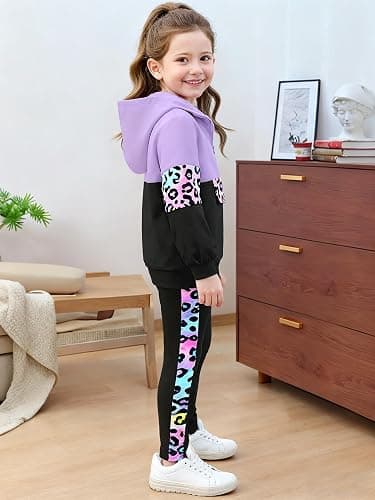 TyeSmo Toddler Girl Clothes Camo 2 Piece Little Girls Clothes Half Zip Up Hoodies Color Block Outfits Sweatshirt Pant Sets thumbnail 3