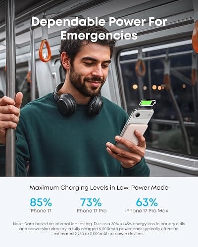 Anker Nano Power Bank, Ultra-Slim 5,000mAh Magnetic Wireless Charging Battery, Qi2 Certified 15W Max MagSafe-Compatible Portable Charger, Ergonomic Design, for iPhone Air/17/16 Series thumbnail 6