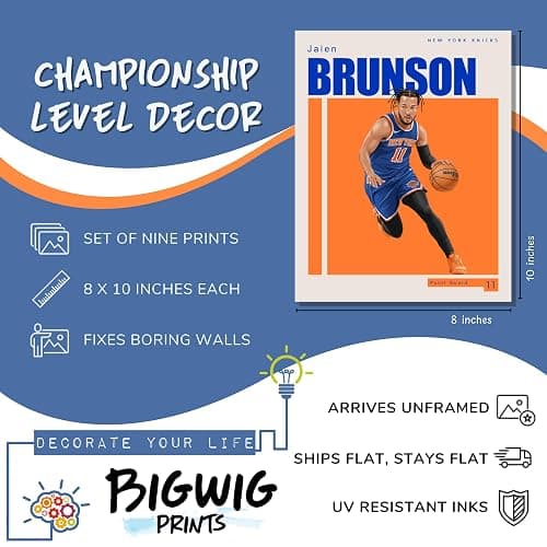 BigWig Prints NY Knicks Wall Decor Player Posters - New York Knicks Wall Art, 9 Unframed Basketball Prints for Bedroom Office Unframed (8x10) thumbnail 2