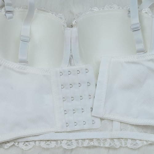 ELLACCI Women's Natural Reigning Lace Rhinestone Bustier Crop Top Sexy Mesh Corset Top Bra thumbnail 8