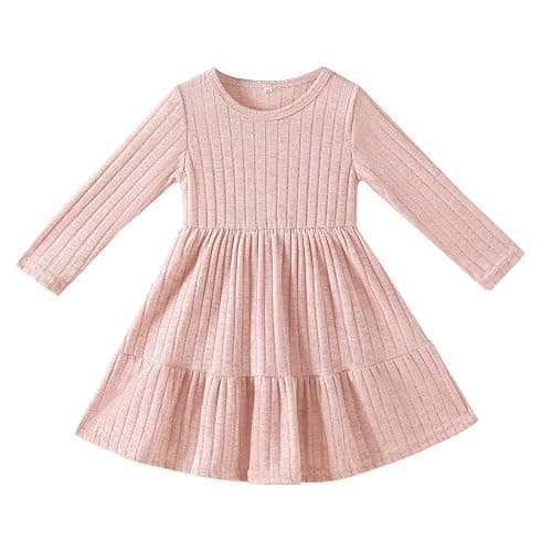 Kionio Toddler Baby Girl Long Sleeve Dress Girls Knit Sweater Dresses Tiered Kids Swing Holiday Clothes Fall Winter - Image 1
