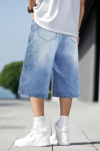 TANDAGI Men Baggy Jorts Y2k Streetwear Loose Fit Hip Hop Skateboard Denim Shorts thumbnail 3