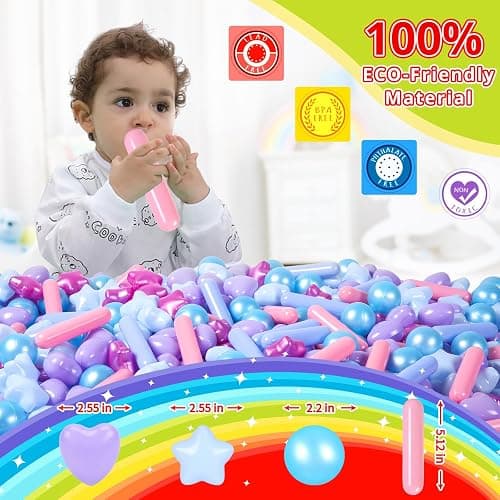 STARBOLO Ball Pit Balls for Kids -Pack of 150 200 500 Colorful Ball Pit Balls Crush Proof Plastic Toy Balls for Toddlers Ball Pit, Ball Pit Play Tent, Baby Pool Water Toys thumbnail 4