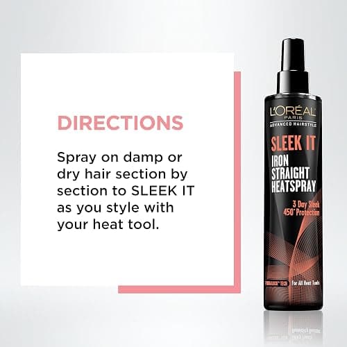 L'Oréal Paris Advanced Hairstyle Sleek It Iron Straight Heat Spray, 5.7 Ounce thumbnail 4