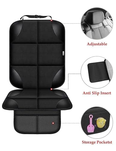 Meolsaek Car Seat Protector for Child Car Seat, Durable 600D Fabric Waterproof Car Seat Cover with Thick Pad Non-Slip Backing，No Imprints (Black 2pcs) thumbnail 4
