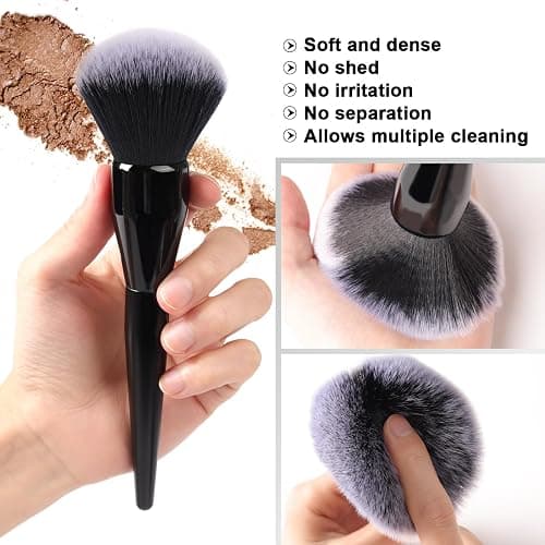 Large Powder Brush: Luxurious Foundation Brush, Professional Makeup Brush For Blending Liquid, Cream and Flawless Powder, Buffing, Blending, Vegan Makeup Tool With Cruelty-Free Bristles thumbnail 3