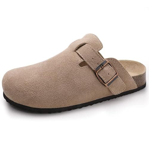 KIDMI Genuine Suede Clogs for Women Cork Footbed Sandals Leather Mules Potato Shoes with Arch Support thumbnail 7