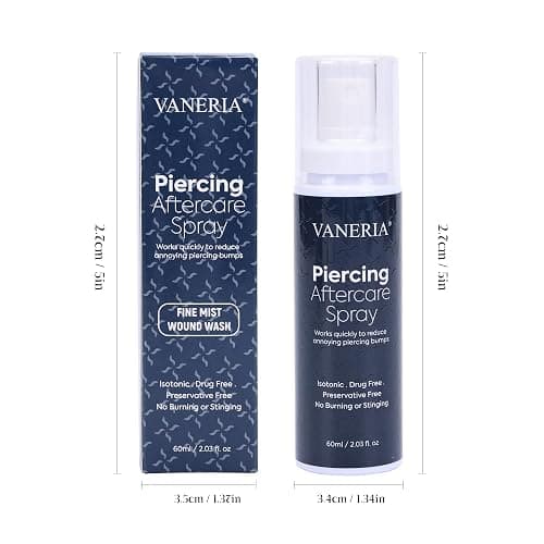 VANERIA 2Pack Piercing Aftercare Spray, 60ml, Piercings Treatment, Jewelry Maintenance Spray, Piercings Bumps, for Ears, Nose, Navel Piercings(2.03 fl.oz)（2 pcs） thumbnail 9