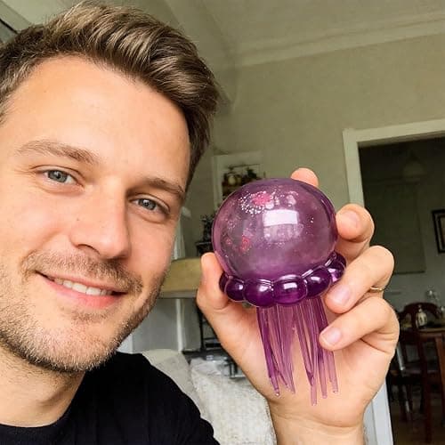 Jellyfish Squishy,Jellyfish Design Squeeze Stress Ball,Drop Malt Sugar Balls for Anxiety Stress,Sensory Toy with a Super Solid Squish for Adult (Blue) thumbnail 6