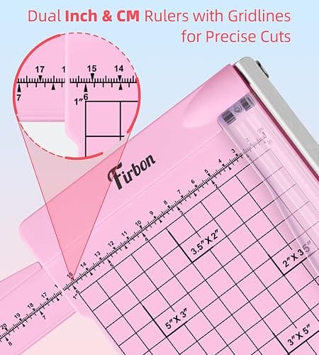 Firbon 12" Guillotine Paper Cutter with Hidden Ruler, Compact Heavy Duty 12-Sheet Capacity Trimmer for Cardstock, Photos, Scrapbooking, Office, Classroom, Studio (Pink) thumbnail 4