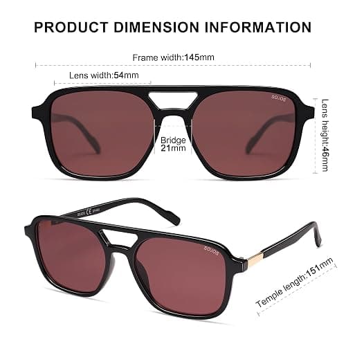 SOJOS Retro Aviator Sunglasses for Women Men,Trendy Rectangle Womens Mens Shades Sun Glasses SJ2202 thumbnail 5