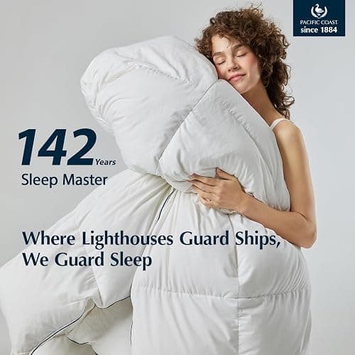PACIFIC COAST Goose Down Fiber Comforters California King Duvet Insert, All Season White Comforter, 3D Hidden-Stitch Baffle Box Design,8 Tabs, Gifts for Women/Men, Extra Fluffy Luxury Duvet (104"x96") thumbnail 3