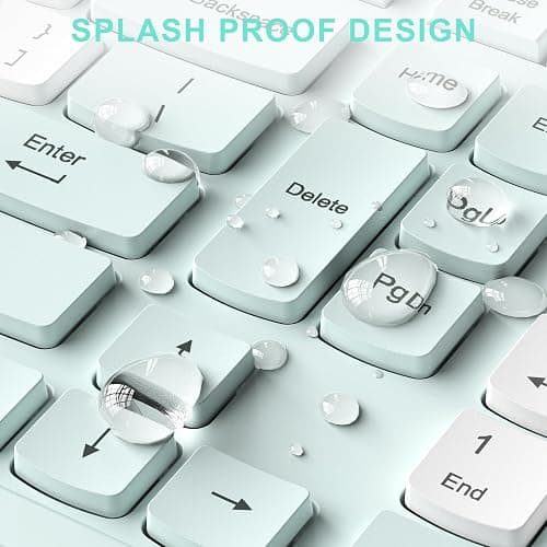 Silent Keyboard and Mouse Combo Wireless,ful-Sized Wireless Keyboard and Adjustable DPI Mouse, 2.4GHz USB Receiver, Keyboard and Mouse for PC, Windows, MAC, Desktop, Laptop (Mint Green-B) thumbnail 7