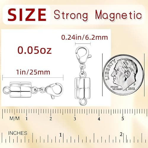 MKCYD Magnetic Necklace Clasp with Lobster Clasp,14K Gold and Silver Magnetic Jewelry Clasps for Necklace Extender Bracelet Closures thumbnail 2