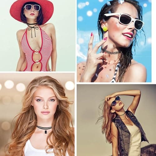 PAXCOO 10PCS Black Velvet Choker Necklaces with A Stroage Bag for Women thumbnail 6