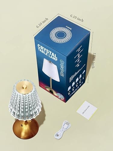 Valentines Gifts, Cordless Lamp, Crystal+Dimmable+3 Colors Rechargeable Lamp, Touch+2000mAh Battery Operated Vintage Ambient Light for Kitchen/Bedroom/Bathroom Shower, College Gifts for Teenage Girls thumbnail 9